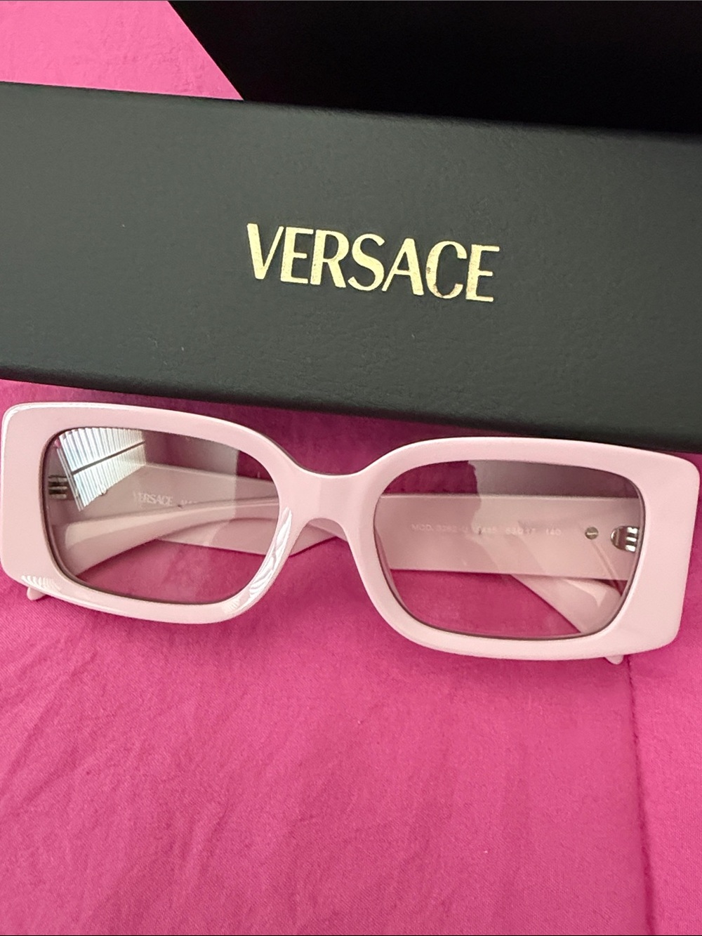 Versace Light Pink Rectangular Women's Sunglasses